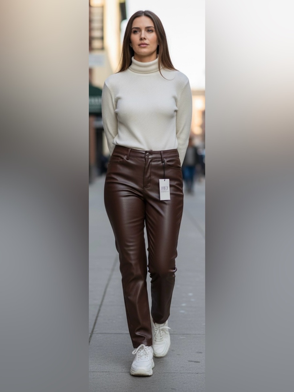 NWT BBJ Leatherette Pants M Java Faux Leather 28W 30L